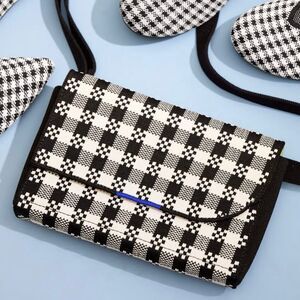 ROTHYS | Belt Bag Black Cream Gingham Cloth Purse Check Plaid Houndstooth | OS